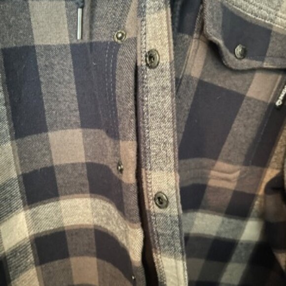 Wolverine Mens Jacket 2XL Snap Close Flannel Hooded w/ Fleece Lining Blue Plaid - Picture 4 of 4